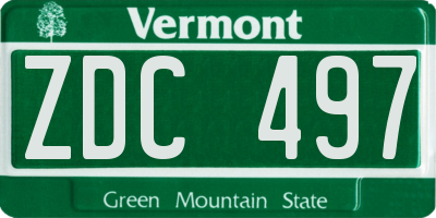 VT license plate ZDC497