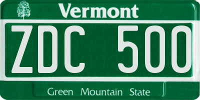 VT license plate ZDC500