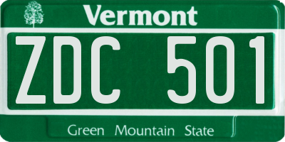 VT license plate ZDC501