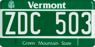 VT license plate ZDC503