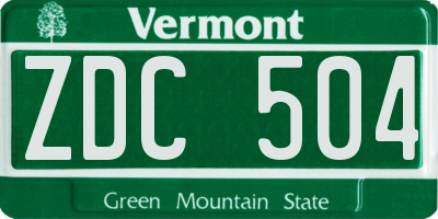 VT license plate ZDC504