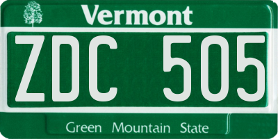 VT license plate ZDC505