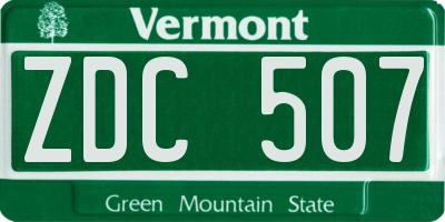 VT license plate ZDC507
