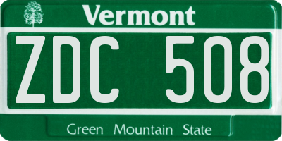 VT license plate ZDC508