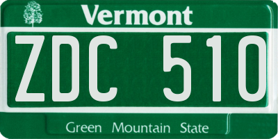 VT license plate ZDC510