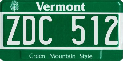 VT license plate ZDC512