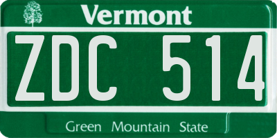 VT license plate ZDC514