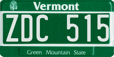 VT license plate ZDC515