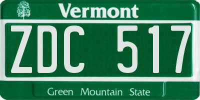 VT license plate ZDC517