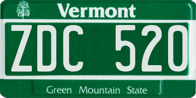 VT license plate ZDC520