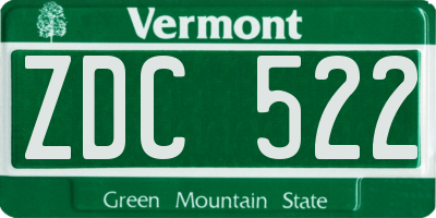 VT license plate ZDC522