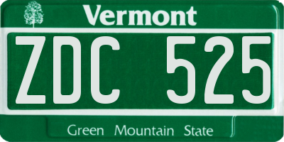 VT license plate ZDC525