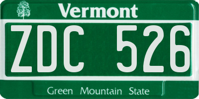 VT license plate ZDC526