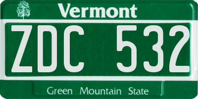 VT license plate ZDC532