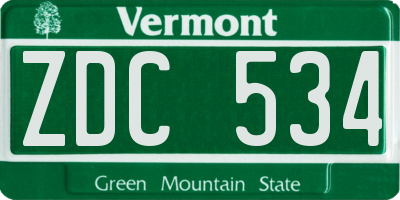 VT license plate ZDC534