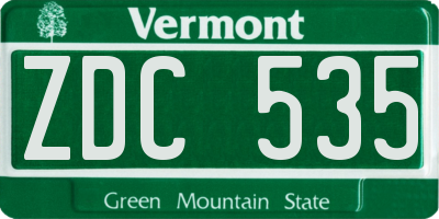 VT license plate ZDC535