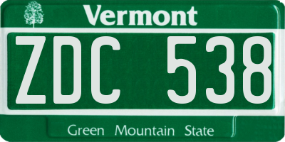 VT license plate ZDC538