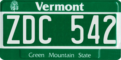 VT license plate ZDC542
