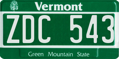 VT license plate ZDC543