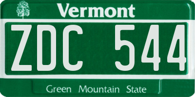 VT license plate ZDC544