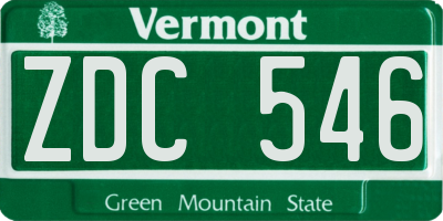 VT license plate ZDC546