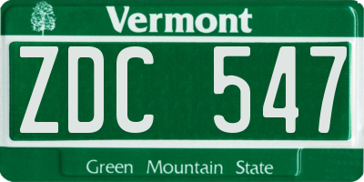 VT license plate ZDC547