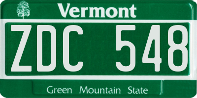 VT license plate ZDC548