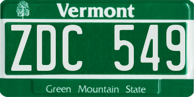 VT license plate ZDC549