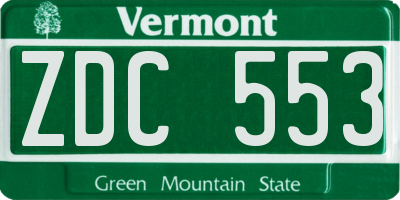 VT license plate ZDC553