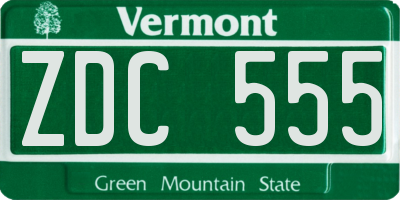 VT license plate ZDC555