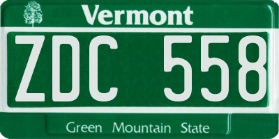 VT license plate ZDC558