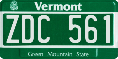 VT license plate ZDC561
