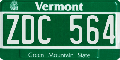 VT license plate ZDC564