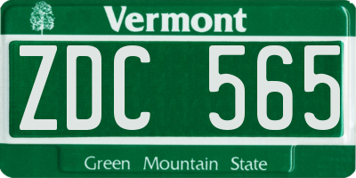 VT license plate ZDC565