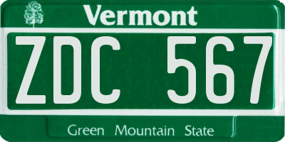 VT license plate ZDC567