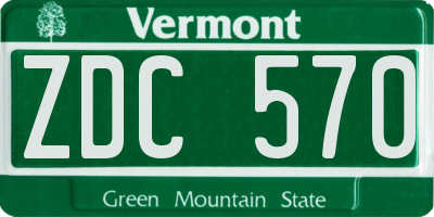 VT license plate ZDC570