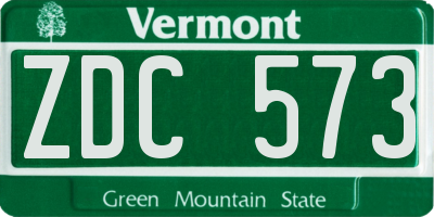 VT license plate ZDC573
