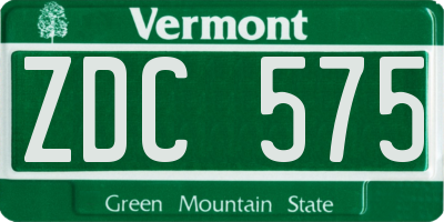 VT license plate ZDC575