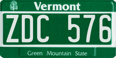 VT license plate ZDC576