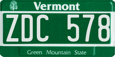 VT license plate ZDC578