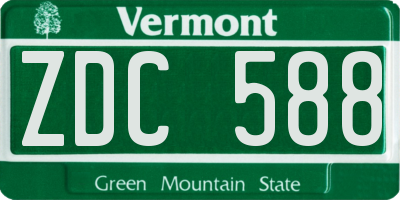VT license plate ZDC588