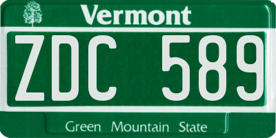 VT license plate ZDC589