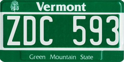 VT license plate ZDC593