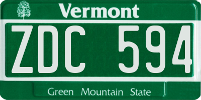VT license plate ZDC594