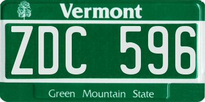 VT license plate ZDC596