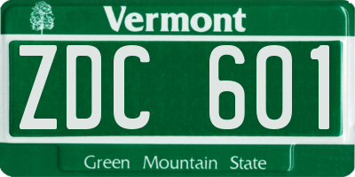 VT license plate ZDC601