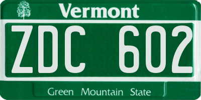 VT license plate ZDC602