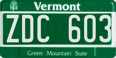 VT license plate ZDC603