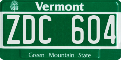 VT license plate ZDC604