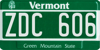 VT license plate ZDC606